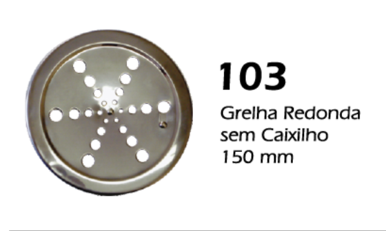 GRELHA INOX RED. 150 SEM CAIXILHO C/ PARAF. AMINOX ref. 027759