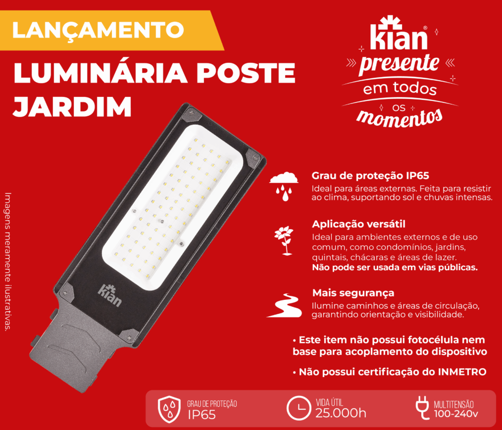 LUMINARIA POSTE JARDIM LED 150W 6000K BIV IP65 ref. 027770