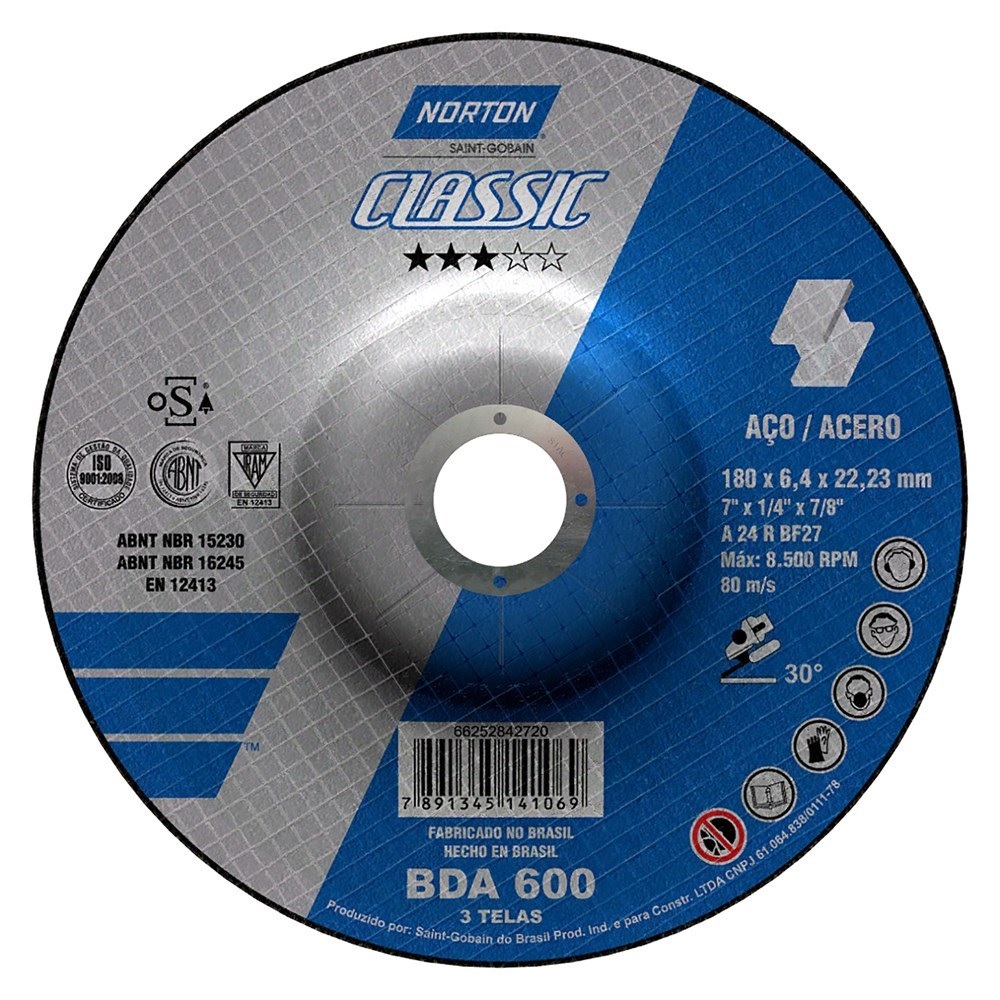 DISCO DESBASTE B 07   X7/8 ACO DA600 NORTON ref. 027489